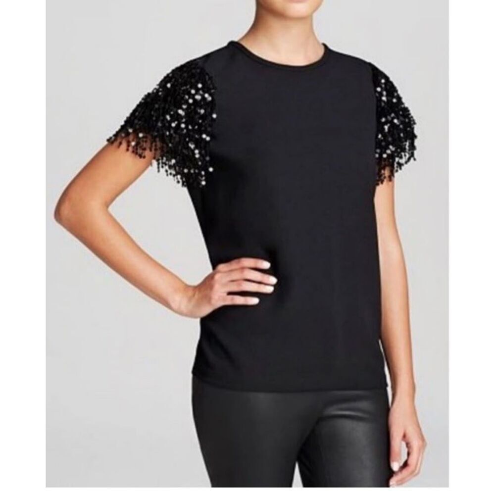 NWT Kate Spade Sequin Fringe Sleeve Blouse Womens Size 2